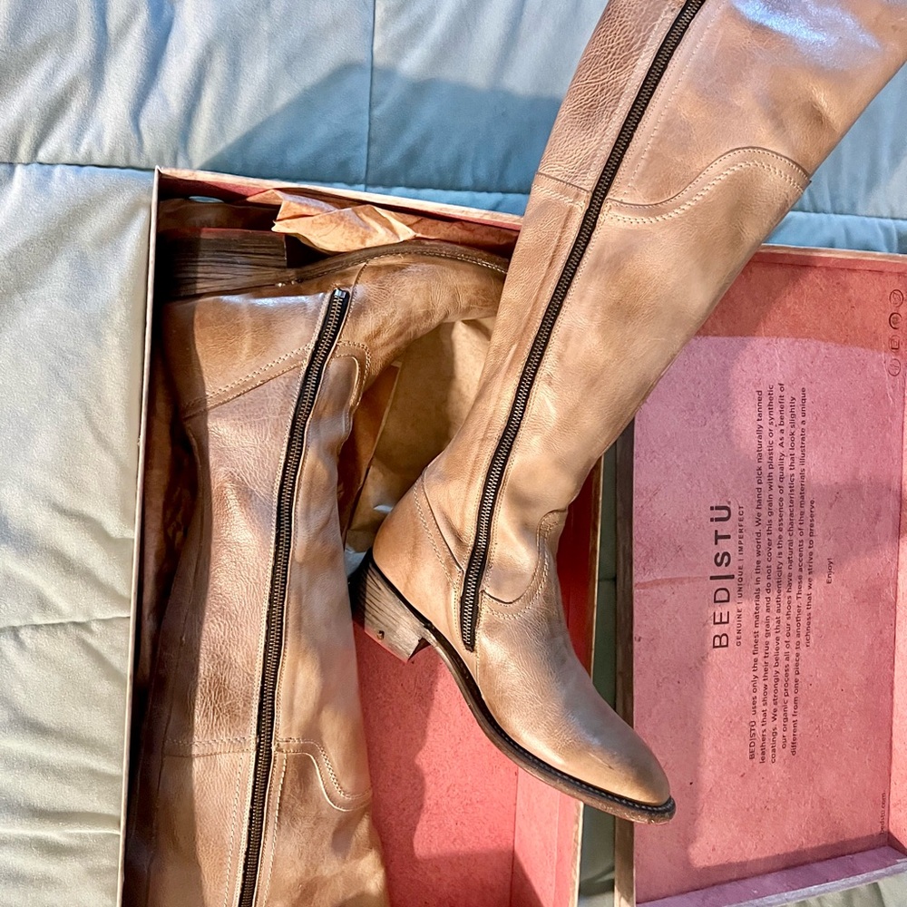 BED|STU Kathleen Women's Tan Leather Over the Knee Boots